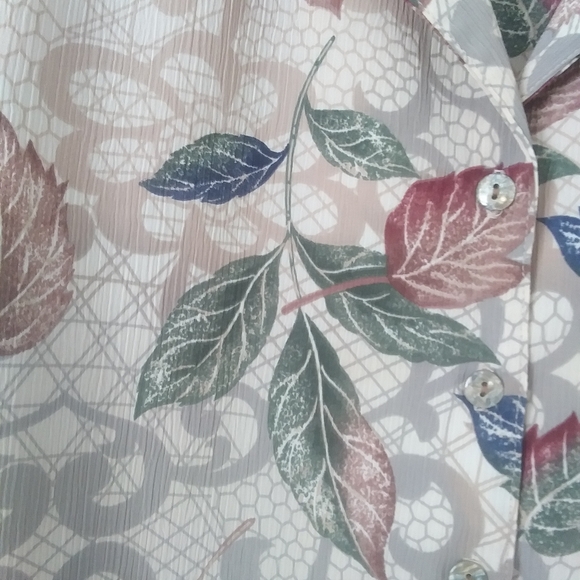Vintage Allison Daily Petites Fall Leaves Blouse, 8P - Picture 8 of 10